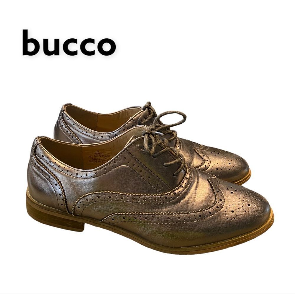 Bucco Women's "Oxel" Metallic Tie Oxford Loafers 8
